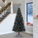 vidaXL Karácsonyfa 300 LED-del állvánnyal Fekete 240 cm PVC