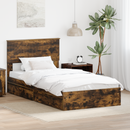 vidaXL Tárolós Ágy fejtámlával Füstölt tölgy 100 x 200 cm Faanyag