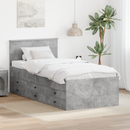 vidaXL Nappaliágy fiókkal Beton Szürke és Fekete 70 x 190 cm Faanyag