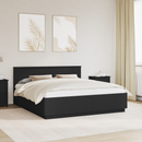 vidaXL Ágykeret LED -es lámpákkal Fekete 200 x 200 cm Faanyag
