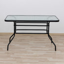 Étkezőasztal, edzett üveg/acél, DEMAT