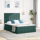 vidaXL Ágy tárolóval és matraccal Sötétzöld 140 x 190 cm Bársony