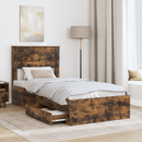 vidaXL Ágykeret fejtámlával Füstölt tölgy és ezüst 75 x 190 cm Faanyag