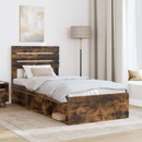 vidaXL Ágykeret fejtámlával Füstölt tölgy 90 x 190 cm Tömör fenyőfa