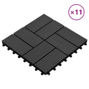 vidaXL Faszegély járólap 11 pcs Fekete 30 x 30 cm WPC