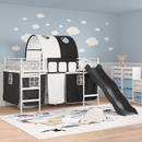 vidaXL Gyerekek Loft Ágykerete Fehér és fekete 90 x 200 cm Fém