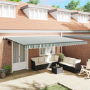 vidaXL Behúzható napellenző Zöld és Fehér 500 × 350 cm