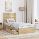 vidaXL Tárolós Ágy fejtámlával Sonoma tölgy 90 x 190 cm Faanyag