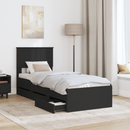 vidaXL Ágykeret fiókkal fejtámlával Fekete 75 x 190 cm Mérnöki Fa