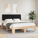 vidaXL Ágykeret Kárpitozott Fejtámlával Fekete 150 x 200 cm