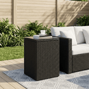 vidaXL Oldal asztal Fekete 35 x 35 x 70 cm polirattan