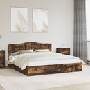 vidaXL Tárolós Ágy fejtámlával Füstölt tölgy 180 x 200 cm Faanyag