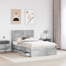 vidaXL Ágykeret fiókkal tárolóval Beton Szürke 135 x 190 cm Mérnöki Fa