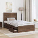 vidaXL Ágykeret fiókkal tárolóval Barna Tölgy 100 x 200 cm Mérnöki Fa