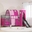 vidaXL Gyerekek Loft Ágykerete Fekete és Rózsaszín 107 x 203 cm Fém
