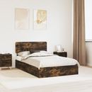 vidaXL Tárolós Ágy fejtámlával Füstölt tölgy 135 x 190 cm Faanyag