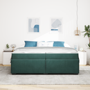 vidaXL Ágykeret matracmal Sötétzöld 200 x 200 cm szövet