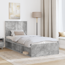 vidaXL Ágykeret fejtámlával Beton Szürke 90 x 190 cm Tömör fenyőfa