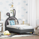 vidaXL Gyerekágy keret fejtámlával Világosszürke 70 x 140 cm PU