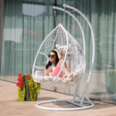 Függő dupla fotel, fehér/minta virág, DALVEA 2 NEW