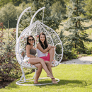 Függő dupla fotel, fehér/minta virág, DALVEA 2 NEW