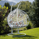 Függő dupla fotel, fehér/minta virág, DALVEA 2 NEW