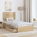 vidaXL Tárolós Ágy fejtámlával Sonoma tölgy 75 x 190 cm Faanyag
