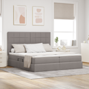 vidaXL LED tárolós ágy matraccal Tópszínű 200 x 200 cm Szövet