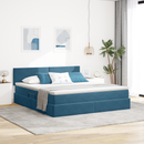 vidaXL LED tárolós ágy matraccal Sötét kék 180 x 200 cm Bársony