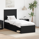 vidaXL Ágykeret fejtámlával Fekete 75 x 190 cm Tömör fenyőfa