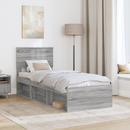 vidaXL Ágykeret fejtámlával Szürke Sonoma 75 x 190 cm Tömör fenyőfa