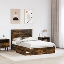 vidaXL Tárolós Ágy fejtámlával Füstölt tölgy 135 x 190 cm Faanyag