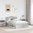 vidaXL Ágykeret fiókkal tárolóval Beton Szürke 135 x 190 cm Mérnöki Fa