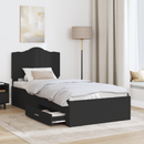 vidaXL Ágykeret fejtámlával fiókkal Fekete 100 x 200 cm Faanyag