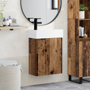 vidaXL Fürdőszoba kádasztal csapteleppel Antik Fa 45,5 x 22,5 x 84 cm
