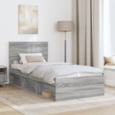 vidaXL Ágykeret fejtámlával Szürke Sonoma 90 x 200 cm Tömör fenyőfa