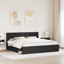 vidaXL Ágykeret fejtámlával Fekete 200 x 200 cm Tömör fenyőfa