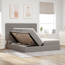 vidaXL Tárolós Ágy fejtámlával tárolóval Tópszínű 200 x 200 cm Szövet