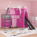 vidaXL Gyerekek Loft Ágykerete Fekete és Rózsaszín 90 x 190 cm Fém