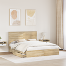 vidaXL Tárolós Ágy fejtámlával Sonoma tölgy 160 x 200 cm Faanyag