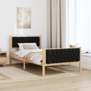 vidaXL Ágykeret fejtámlával Fekete 100 x 200 cm Tömör fenyőfa