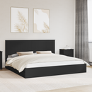 vidaXL Tárolós Ágy fejtámlával fiókkal Fekete 200 x 200 cm Faanyag