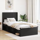 vidaXL Ágykeret tárolóval és fejtámlával Fekete 75 x 190 cm Szerelt Fa