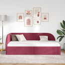 vidaXL Sarokágy keret fejtámlával Bordó 80 cm x 200 cm Bársony