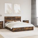 vidaXL Tárolós Ágy fejtámlával Füstölt tölgy 160 x 200 cm Faanyag