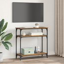 vidaXL Konzolasztal polcokkal Öreg fa 75 x 29 x 75 cm Faanyag
