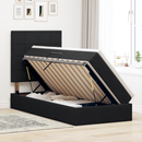 vidaXL Ágy tárolóval és matraccal Fekete 100 x 200 cm Bársony