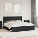 vidaXL Ágykeret fejtámlával Fekete 180 x 200 cm Tömör fenyőfa