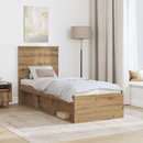 vidaXL Ágykeret fejtámlával Művészi tölgy 75 x 190 cm Tömör fenyőfa
