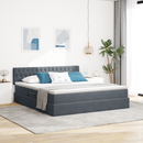 vidaXL LED tárolós ágy matraccal Sötétszürke 180 x 200 cm Bársony